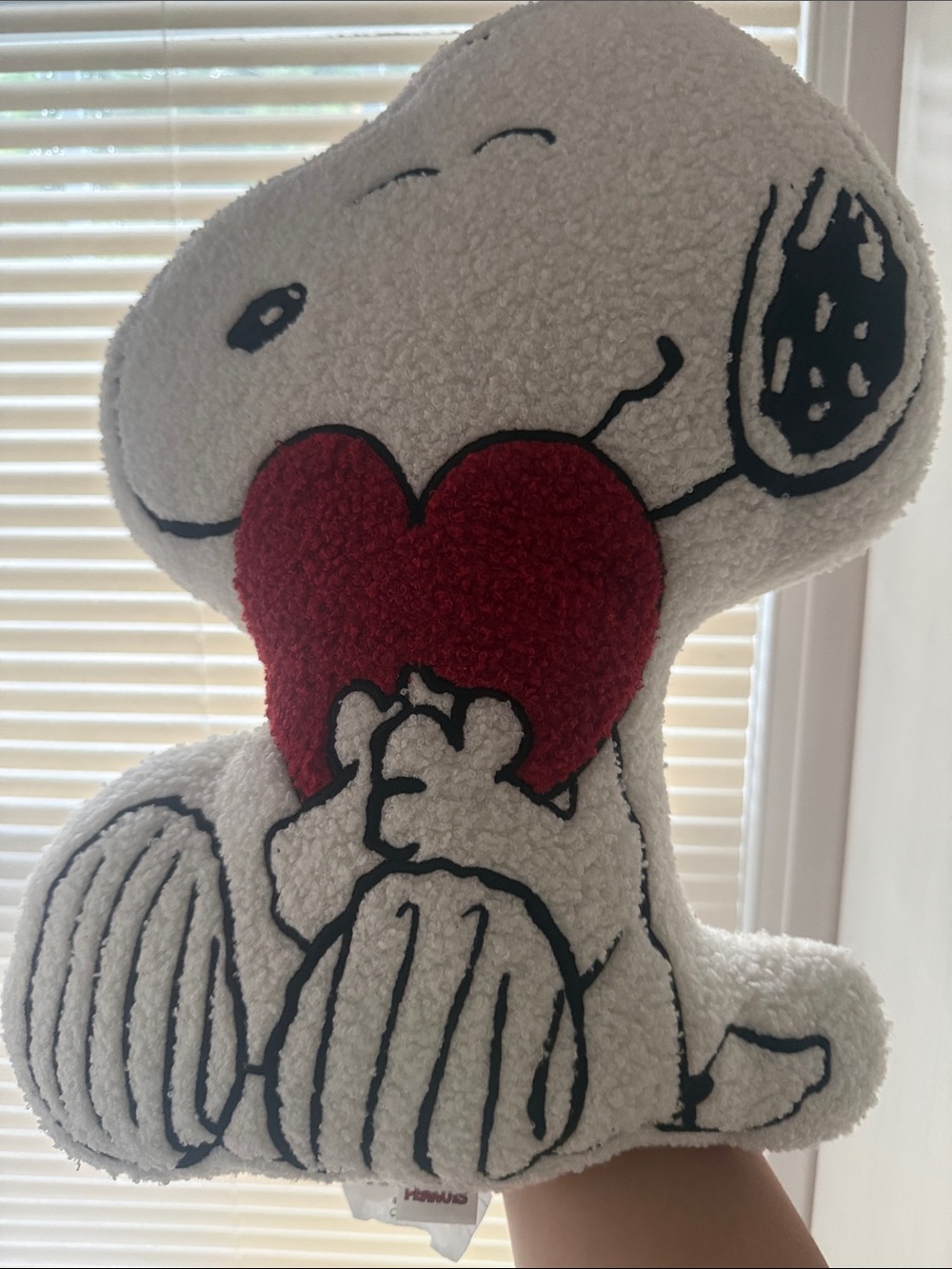 Peanuts Plush Snoopy Pillow with Red Heart - White & Red
